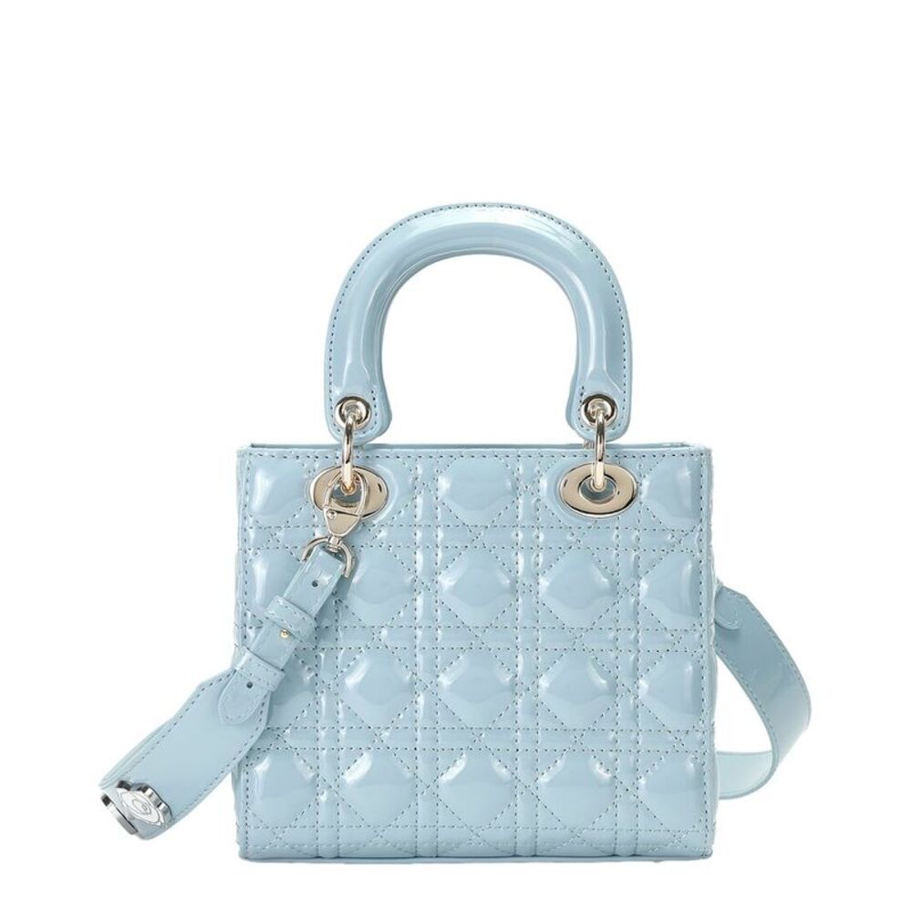 Tiffany & Fred Paris Mini Quilted Patent Satchel, Turquoise